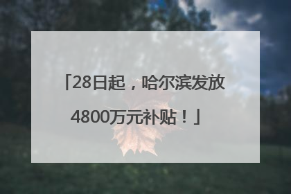 28日起，哈尔滨发放4800万元补贴！