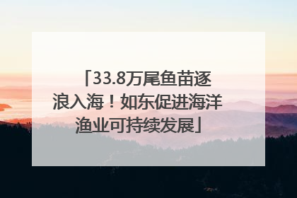 33.8万尾鱼苗逐浪入海！如东促进海洋渔业可持续发展
