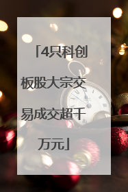4只科创板股大宗交易成交超千万元